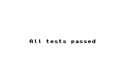 The memory test ROM reporting that all its tests passed