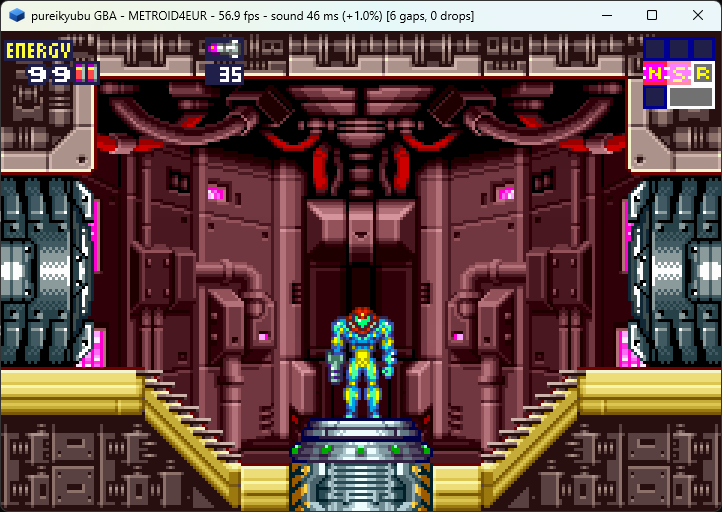 Metroid Fusion on the integrated Game Boy Advance